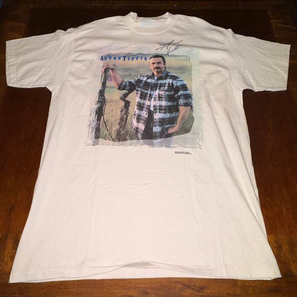 Aaron Tippin 1997 Country Music Promo Tee Signed USA Vintage XL